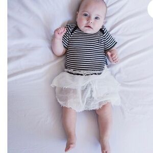 nununu Black and White Striped Tulle Dress